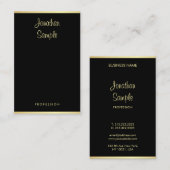 Custom Modern Zwart Goud Cool Handgeschreven Naam Visitekaartje (Voorkant / Achterkant)