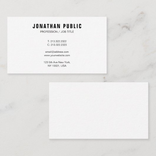 Custom Moderne Elegant Sjabloon minimalist Visitekaartje (Voorkant / Achterkant)