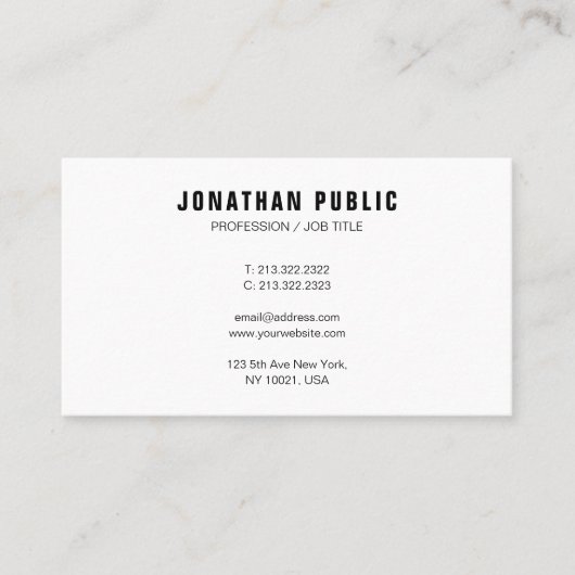 Custom Moderne Elegant Sjabloon minimalist Visitekaartje (Voorkant)