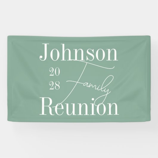 Custom Moderne Family Reunion Sage Green Party Spandoek (Horizontaal)
