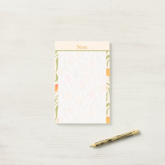 Custom Moderne tulpentuin Zoet geel Roze Post-it® Notes (Op bureau)