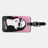 Custom Modieuze Zwart Roze Modern Meisje Graphic Bagagelabel (Voorkant horizontaal)