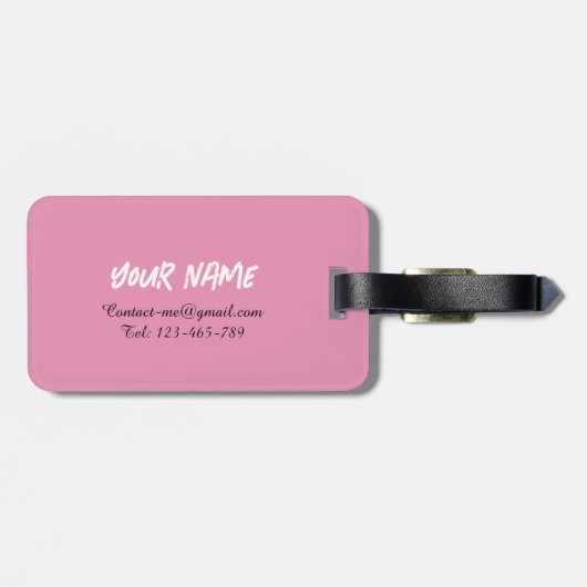 Custom Modieuze Zwart Roze Modern Meisje Graphic Bagagelabel (Achterkant horizontaal)