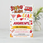 Custom Modren Fireman Birthday party Kaart (Staand voorkant)