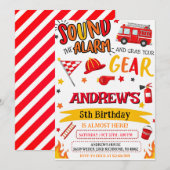 Custom Modren Fireman Birthday party Kaart (Voorkant / Achterkant)