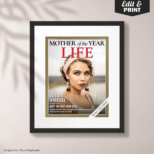 Custom Moederdag Magazine Hoesje, cadeau voor mama Poster