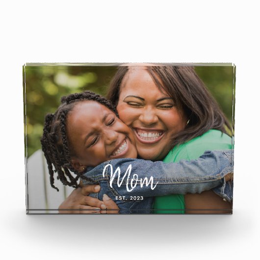 Custom Mom Established Modern Script Photo Fotoblokken (Voorkant)