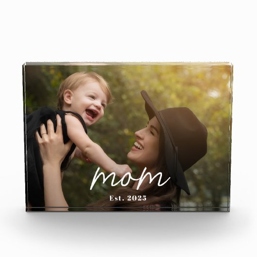 Custom Mom Established Modern Script Photo Fotoblokken (Voorkant)