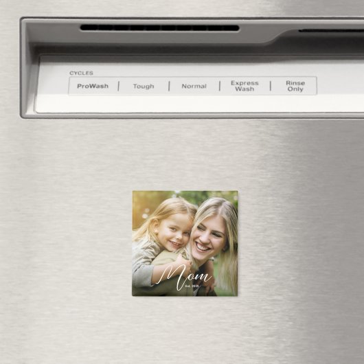 Custom Mom Established Modern Script Photo Magneet (Insitu (Vaatwasser))
