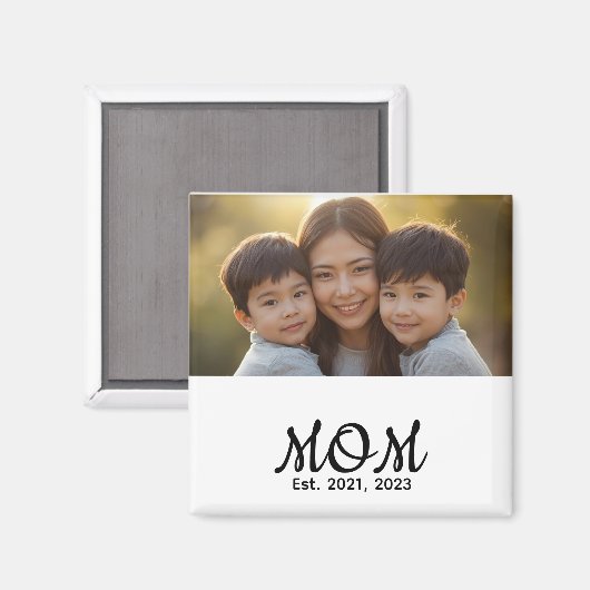 Custom Mom Established Modern Script Photo Magneet (Voorkant / Achterkant)