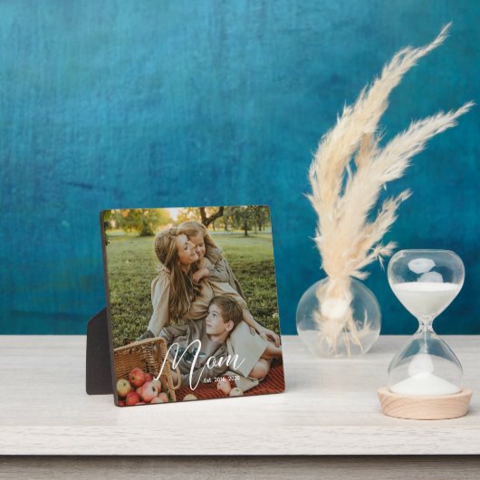 Custom Mom Established Modern Script Photo Plaque (Insitu)