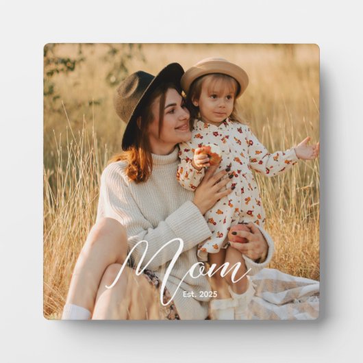 Custom Mom Established Modern Script Photo Plaque (Devant)