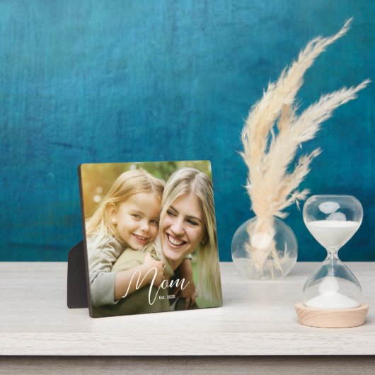 Custom Mom Established Modern Script Photo Plaque (Insitu)