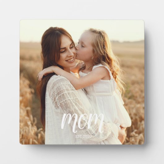 Custom Mom Established Modern Script Photo Plaque (Devant)