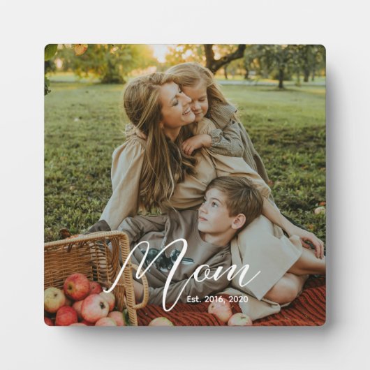 Custom Mom Established Modern Script Photo Plaque Fotoplaat (Voorkant)