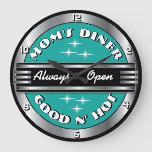 Custom Mom's Retro 1950 Diner Horloge murale - Aqu