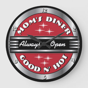 Custom Mom's Retro 1950s Diner Horloge murale - Ro