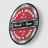 Custom Mom's Retro jaren 1950 Diner Wall Clock - R Grote Klok (Hoek)