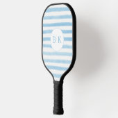 Custom Monogram Blauw Gestreepte Pickleball Paddle (Links)