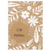 Custom Monogram Bruin en Wit Blad Tafelkleed (Voorkant)