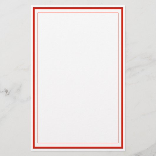 Custom Monogram Candy Red Border Stationery Briefpapier (Achterkant)