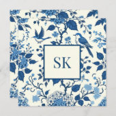 Custom Monogram Chinoiserie Blauw en Wit (Voorkant / Achterkant)