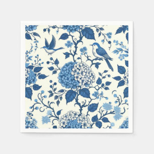 Custom Monogram Chinoiserie Blauw en Wit Servet