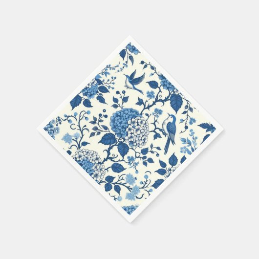 Custom Monogram Chinoiserie Blauw en Wit Servet (Hoek)