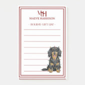 Custom Monogram Dachshund Holiday Gift List Post-it® Notes (Voorkant)
