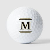 Custom Monogram Elegant Gold Black Personalized Golfballen (Voorkant)