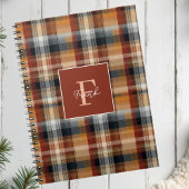 Custom Monogram Festive Gingham Style Pattern Notitieboek
