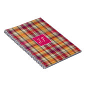 Custom Monogram Gingham Style Pattern Notitieboek (Rechterzijde)