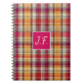 Custom Monogram Gingham Style Pattern Notitieboek (Voorkant)