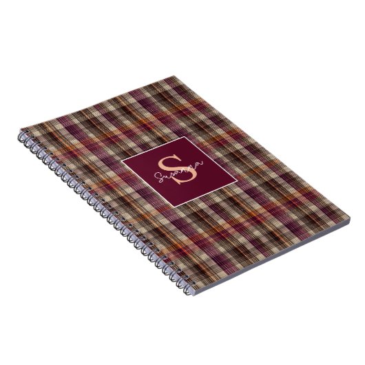 Custom Monogram Gingham Style Pattern Notitieboek (Rechterzijde)