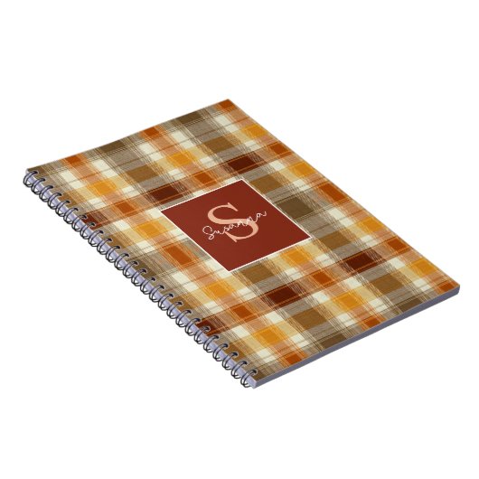 Custom Monogram Gingham Style Pattern Notitieboek (Rechterzijde)