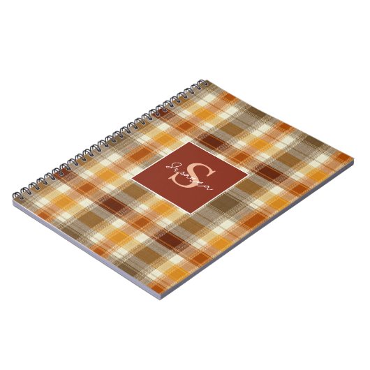 Custom Monogram Gingham Style Pattern Notitieboek (Linkerzijde)