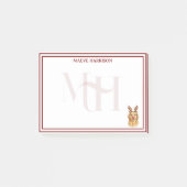 Custom Monogram Holiday Golden Retriever Reindeer Post-it® Notes (Voorkant)