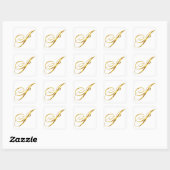 Custom Monogram I Faux Gold Folie Monogrammen Init Vierkante Sticker (Vel)