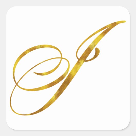 Custom Monogram I Faux Gold Folie Monogrammen Init Vierkante Sticker (Voorkant)