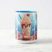 Custom Monogram Ice Cream Sundae Tweekleurige Koffiemok (Center)