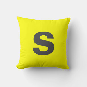 Custom Monogram Initiaal Neon Yellow Kussen