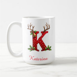 Custom Monogram initial K merry Christmas  Koffiemok