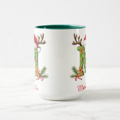 Custom Monogram initial M Santa merry Christmas Mok (Midden)