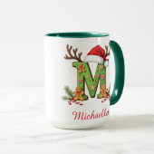 Custom Monogram initial M Santa merry Christmas Mok (Voorkant rechts)