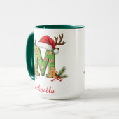 Custom Monogram initial M Santa merry Christmas Mok (Voorkant links)
