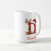 Custom monogram initial snowflake merry Christmas  Koffiemok (Voorkant rechts)