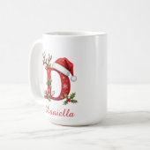 Custom monogram initial snowflake merry Christmas  Koffiemok (Voorkant links)