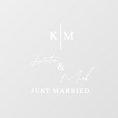 Custom Monogram Just Married Car Wedding Banner  Raamsticker (Vel)