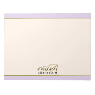 Custom Monogram Lavender Ivory Gold Minimalist Notitieblok