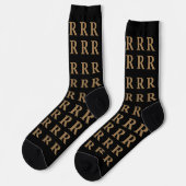 Custom Monogram Letter Black Gold socks Sokken (Links)